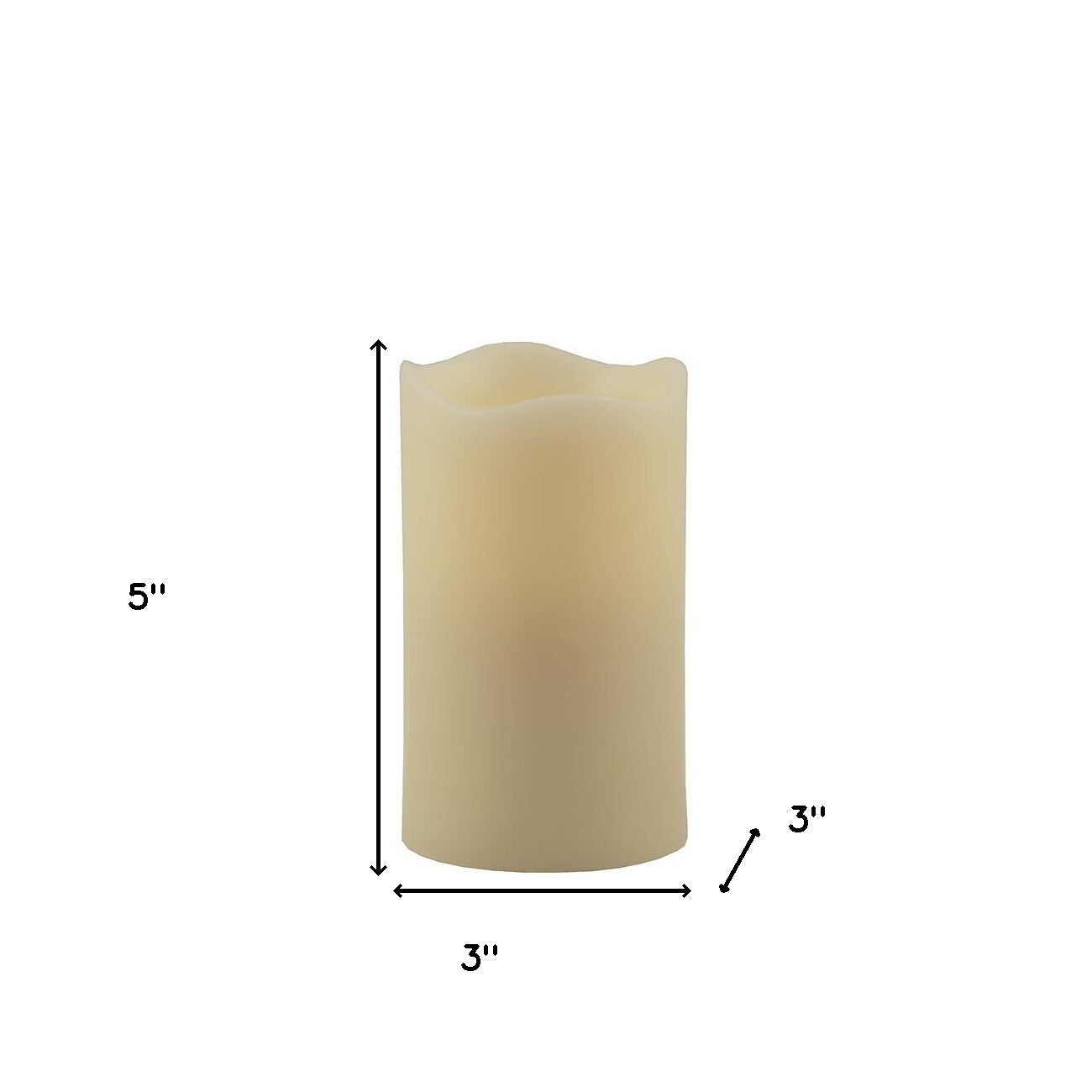 5 Inch Ivory Flameless Pillar Candle LED Battery Operated Gentle Glow