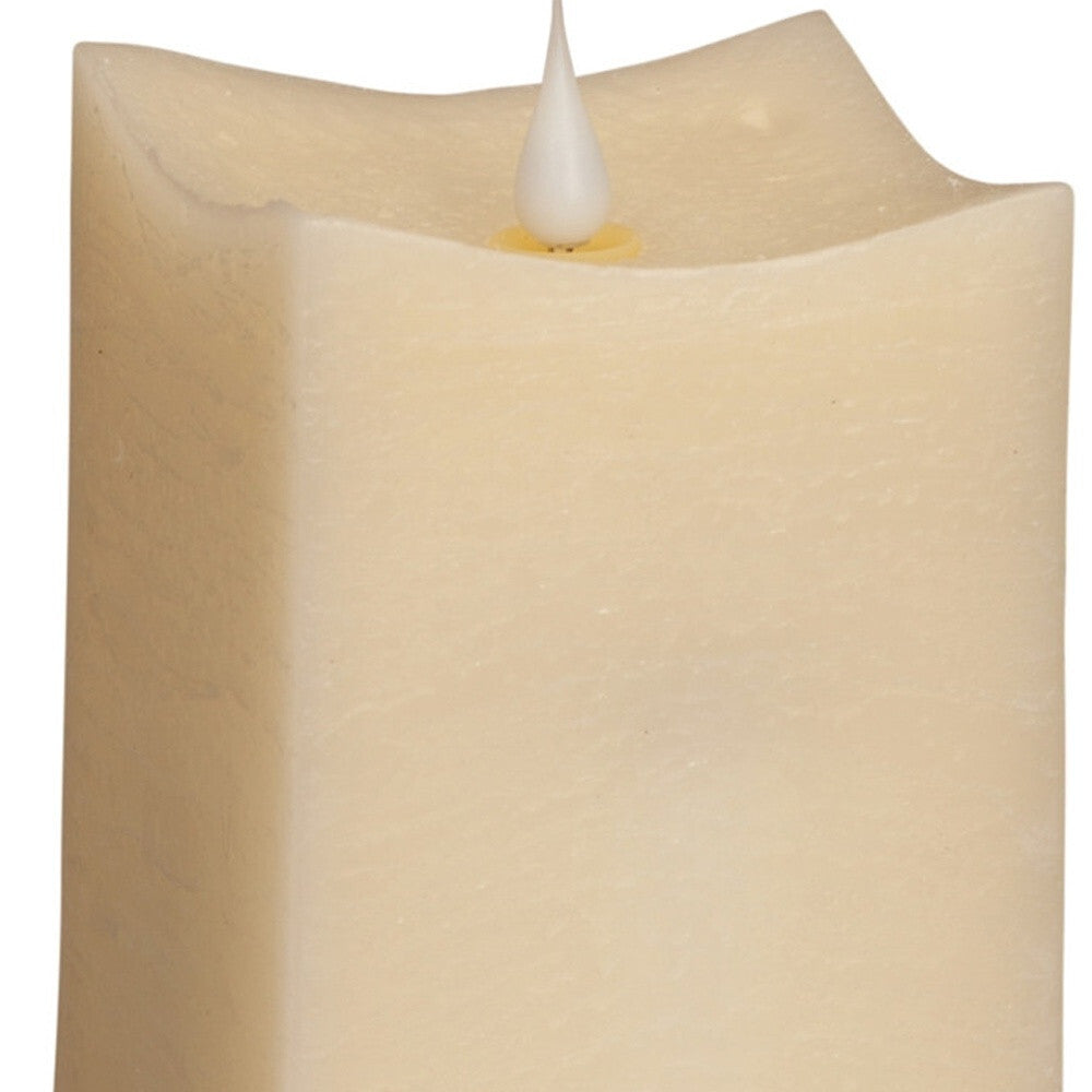 Beige Flameless Pillar Candles Set Of Two Dripless