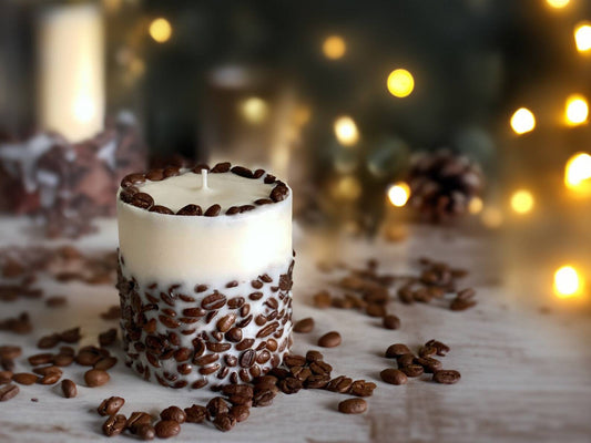 Coffee Scented Soy Candle Real Coffee Beans Handmade Decor Valentine Gift
