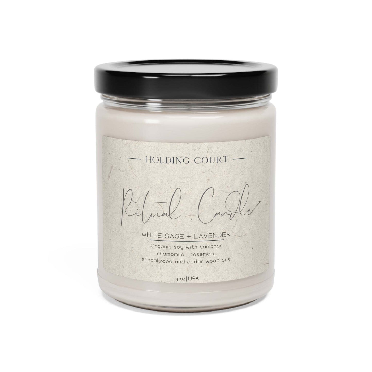 Organic Lavender Sage Soy Candle 60 Hour Scented Ritual Candle