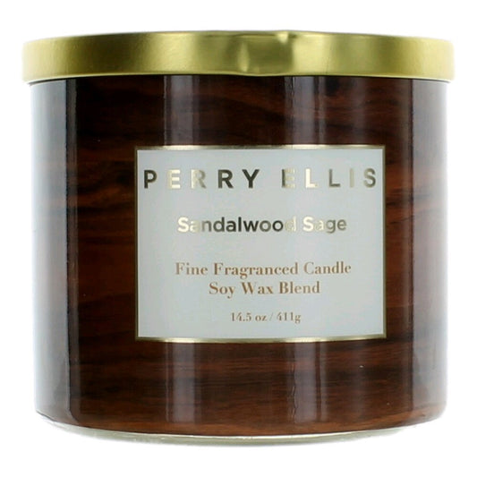 Perry Ellis 14.5 Oz Soy Wax Blend 3 Wick Candle Sandalwood Sage