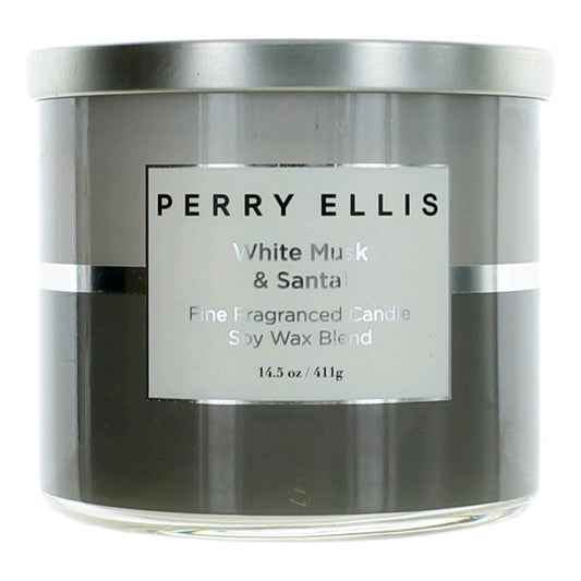 Perry Ellis White Musk And Santal Soy Wax 3 Wick Candle 14.5 Oz