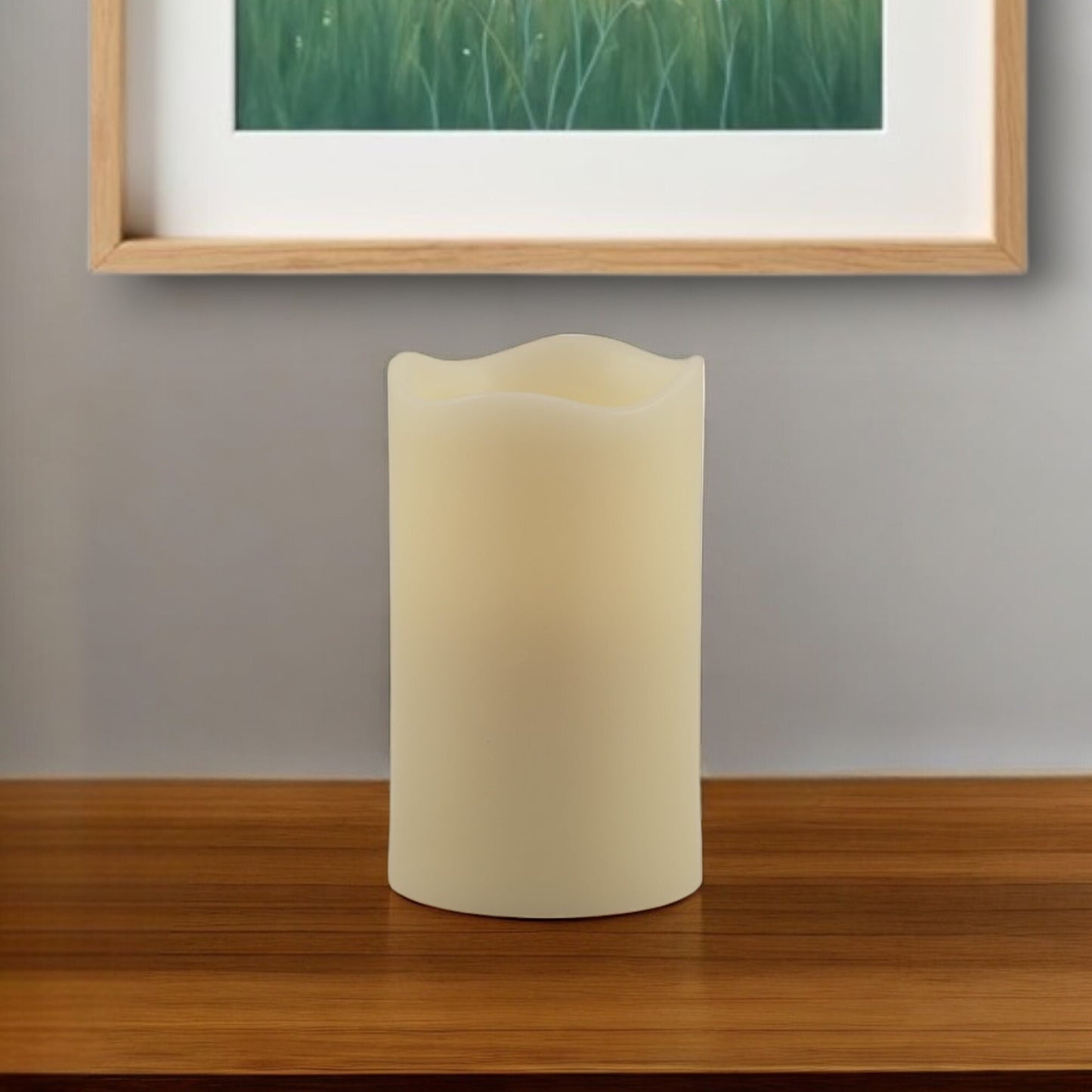 5 Inch Ivory Flameless Pillar Candle LED Battery Operated Gentle Glow