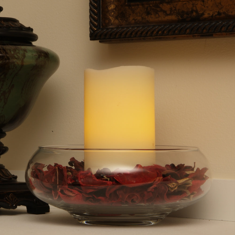 5 Inch Ivory Flameless Pillar Candle LED Battery Operated Gentle Glow